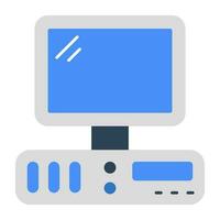 A flat design icon of computer vector