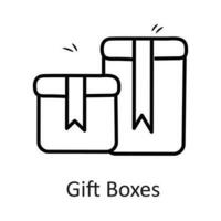 regalo cajas vector contorno icono diseño ilustración. papelería símbolo en blanco antecedentes eps 10 archivo
