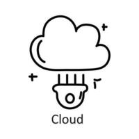 Cloud vector outline Icon Design illustration. Communication Symbol on White background EPS 10 File