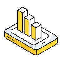 An editable design icon of mobile data analytics vector