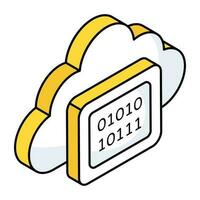 un único diseño icono de nube binario datos vector