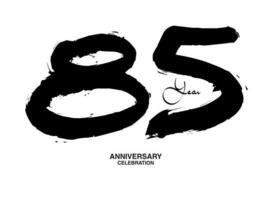85 Years Anniversary Celebration Vector Template, 85 number logo design, 85th birthday, Black Lettering Numbers brush drawing hand drawn sketch, black number, Anniversary vector illustration