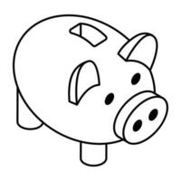 Penny showcasing piggy bank savings icon vector