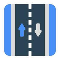 Conceptual flat design icon of two way road vector