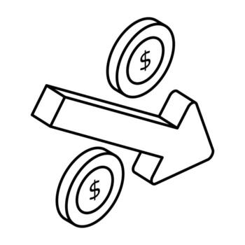 Modern design icon of dollar value decrease vector