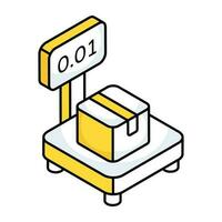 Conceptual flat design icon of parcel weighing vector