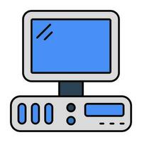 A flat design icon of computer vector