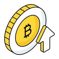 moderno diseño icono de bitcoin valor incrementar vector