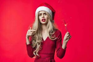 woman wearing new year clothes posing decoration fashion christmas photo