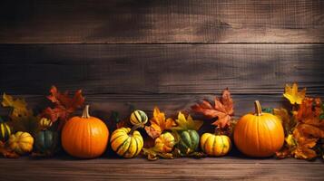 Autumn background with pumpkin. Illustration AI Generative photo