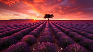 lavanda campo. ilustración ai generativo foto