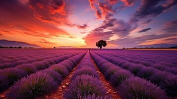 lavanda campo. ilustración ai generativo foto