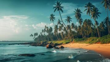 Coconut palms tropical background. Illustration photo