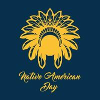 Native American Day is a holiday in the U.S. states of Wyoming California and Nevada, South Dakota, Tennessee in May. It's a day in honor of Native Americans. Poster, card, banner. vector