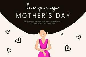 Mother's day banner design with beautiful long haired woman. vector