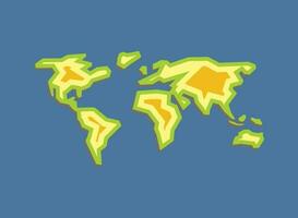 mapa del mundo con diseño de arte de línea de dibujos animados moderno simple. vector