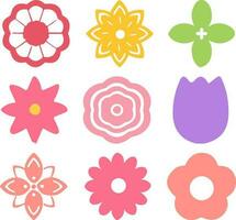 9 Flowers Basic Shapes vector