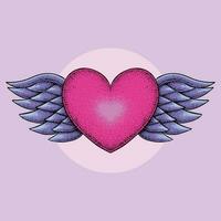 Heart with Wings Hand Drawn vector