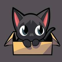 Cat in the box vector