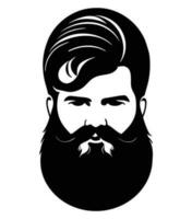 hombre con barba silueta logo vector