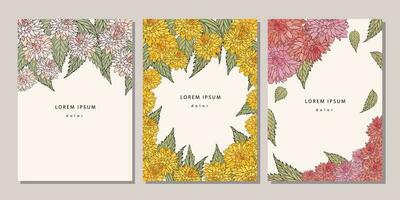 Set of floral templates. Vintage botanical flowers collection vector