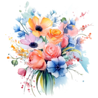 aquarelle fleur bouquet. illustration ai génératif png