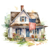 EUA casa de fazenda. ilustração ai generativo png