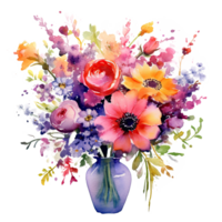 aquarelle fleur bouquet. illustration ai génératif png