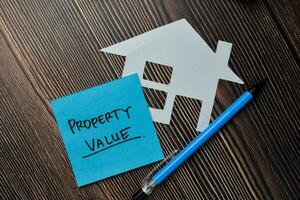 Property Value write on sticky notes isolated on office desk. photo