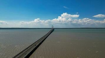 Aerial view of Suramadu bridge connecting islands Java and Madura in East Java. East Java, Indonesia, August 28, 2022 photo