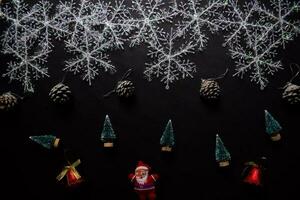 Decorative Christmas and santa claus isolated on black background photo