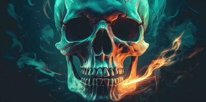 Skull horror background. Illustration AI Generative photo