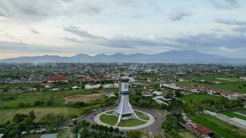 Aerial view of The extraordinary and beautiful building of the Mataram City metro monument. Lombok, Indonesia, March 22, 2022 photo