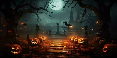 Spooky dark Halloween background. Illustration AI Generative photo