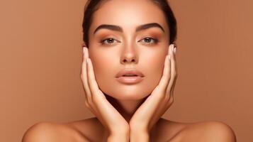 Beautiful woman healthy skin care concept portrait. Illustration photo