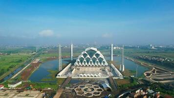 Aerial view of the Beautiful scenery Al-Jabbar Bandung mosque building, a large mosque in the city of Bandung. Bandung, Indonesia, May 6, 2022 photo