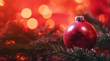 Red bauble Christmas background. Illustration photo