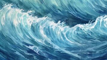 Watercolor sea wave. Illustration photo