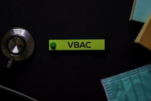 vbac texto en pegajoso notas oficina escritorio antecedentes. médico o cuidado de la salud concepto foto