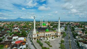 Aerial view of Baiturrahman Sukoharjo Grand Mosque. It is the largest mosque in Southeast Asia. Solo - Indonesia. December 6, 2021 photo