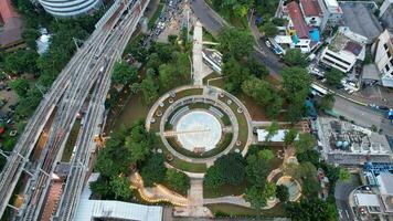 Aerial view of Martha Christina Tiahahu Literacy Park is one of the best biggest park in south jakarta. Jakarta, Indonesia, September 16, 2022 photo