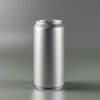 The blank soda can isolated the grey background. Generate Ai photo