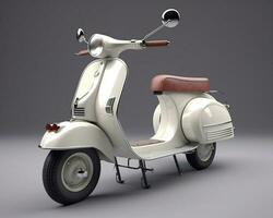 Classic white scooter motorbike isolated. Generate Ai photo