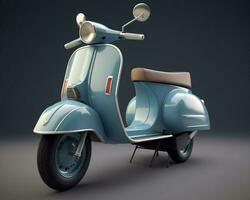 Classic blue scooter motorbike isolated. Generate Ai photo