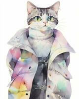 el gato personaje vistiendo un chaqueta foto