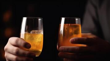 Hands with glasses of cocktail. Illustration photo