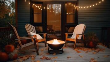 Comfortable autumn cozy outdoor. Illustration photo