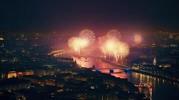 Holiday Fireworks in London. Illustration photo