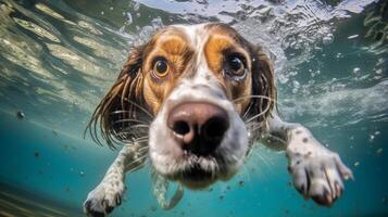 Cute dog underwater. Illustration photo