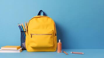 Back to school background with school bag. Illustration photo